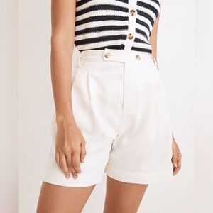 NWT Madewell Clarke Pleated Shorts in Travel Linen-Blend in bright ivory - 6